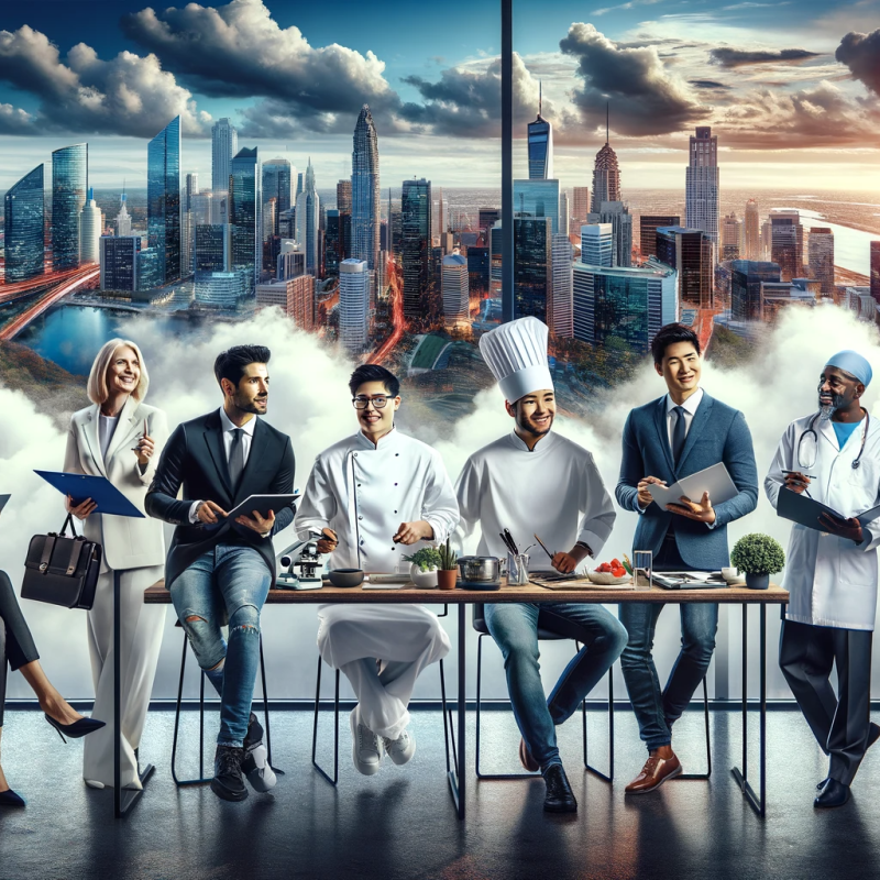 DALL·E 2024-01-01 19.02.07 - A landscape image with a diverse group of successful individuals with strong personal brands, each representing different professions and backgrounds